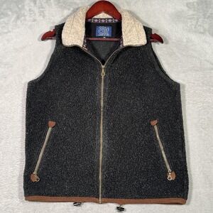 Alf Kuhl Vest Mens M Black Sherpa Fleece Full Zip Lined Made USA Outdoor Hiking